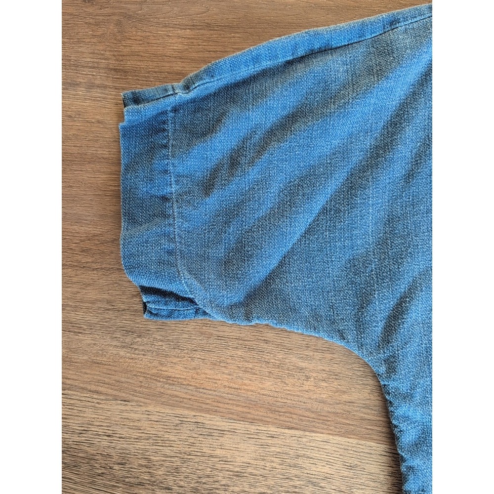 Pure Jill Indigo Blue Linen Blend Shift Dress Short Sleeve Button Shoulder M - Picture 8 of 16